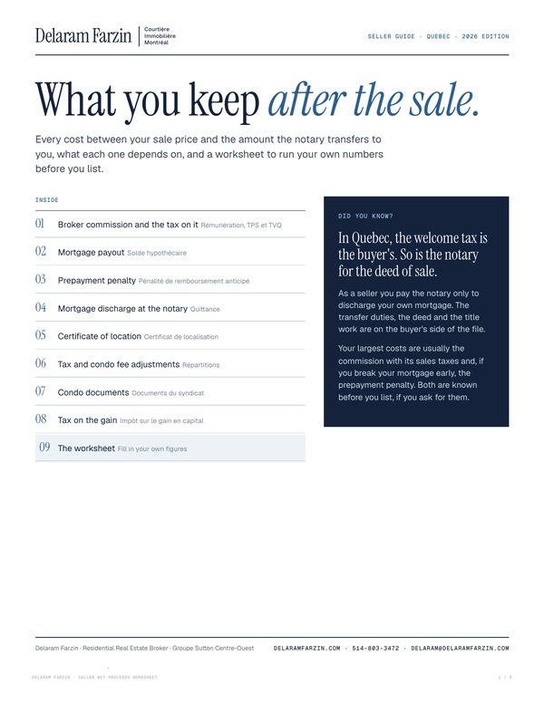 Cover of the seller net proceeds worksheet by Delaram Farzin