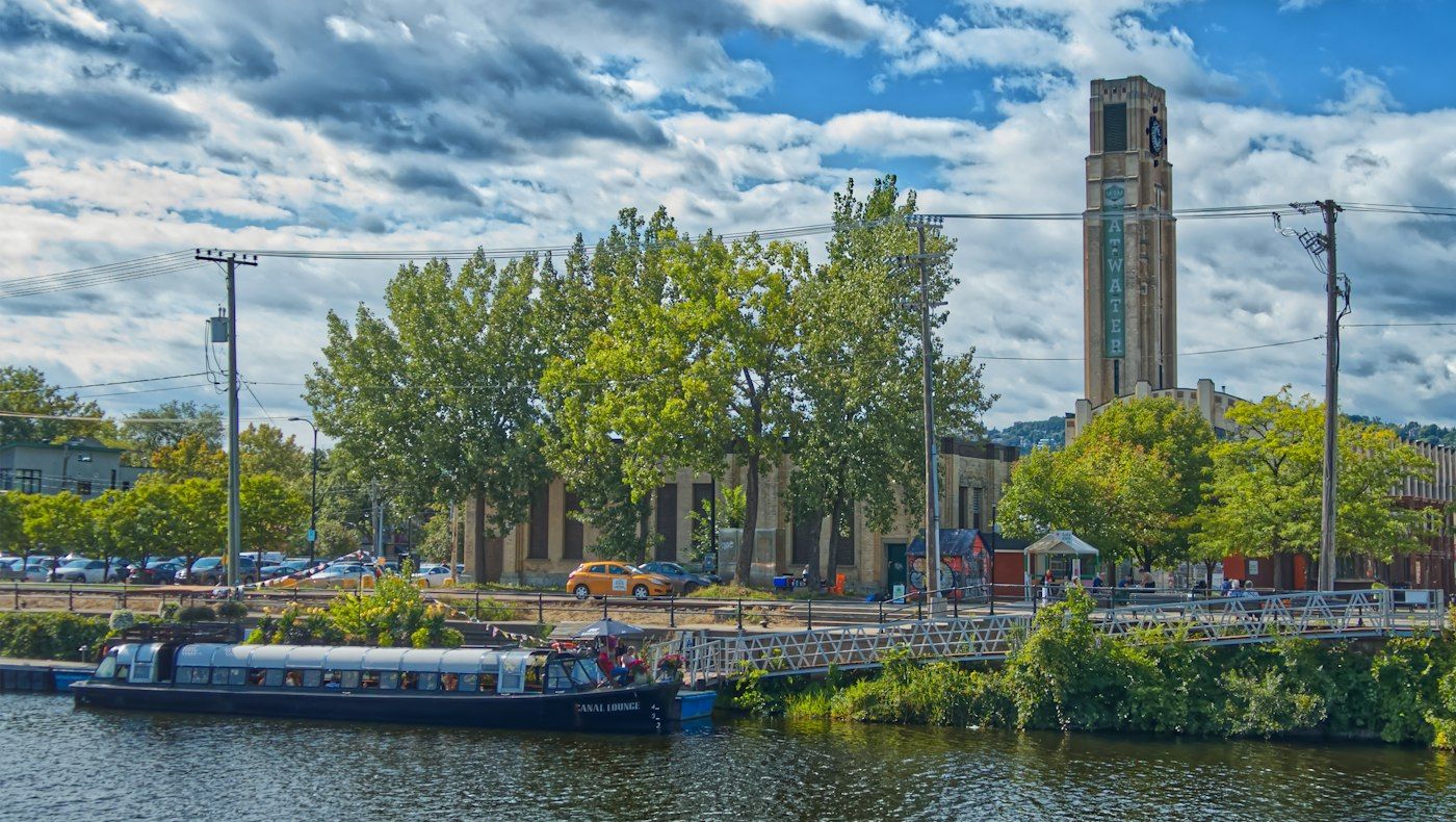 Boats moored along the Lachine Canal